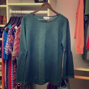 Calvin Klein Emerald Green Blouse, w/Bell Sleeves